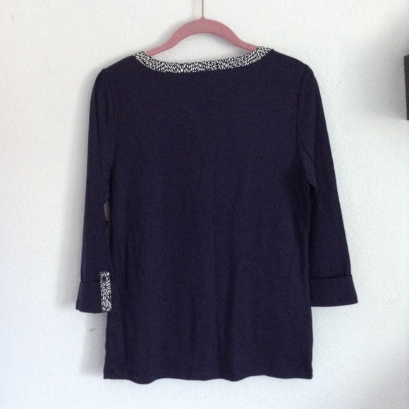 Karen Scott M blue 3/4 sleeve top detail trim - Picture 6 of 6